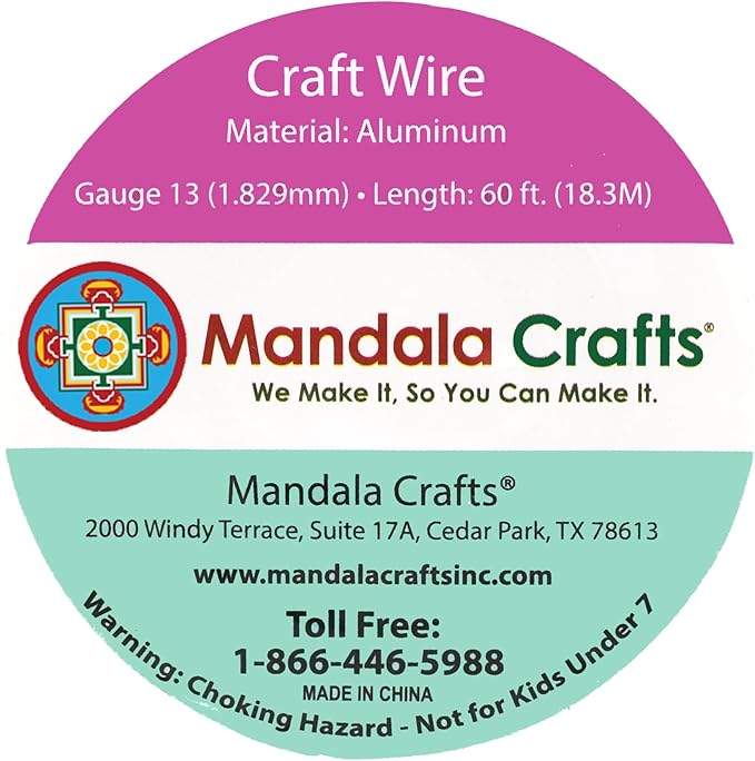 Mandala Crafts 13 Gauge Anodized Aluminum Craft Wire for Jewelry Making - 60 FT Colored Flexible Hot Pink Wire - Bendable for Bonsai Armature Crafting Sculpting