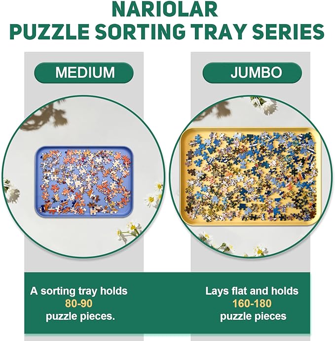 16.9" x 12" Extra-Large Puzzle Sorting Trays Stackable, 6 Pack Puzzle Sorter for Sorting 2000/3000/5000 Puzzle Pieces