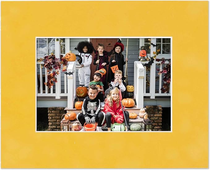 8.5x11 Mat Bevel Cut for 7x9 Photos - Acid Free Sunrise Yellow Suede Precut Matboard - For Pictures, Photos, Framing - 4-ply Thickness