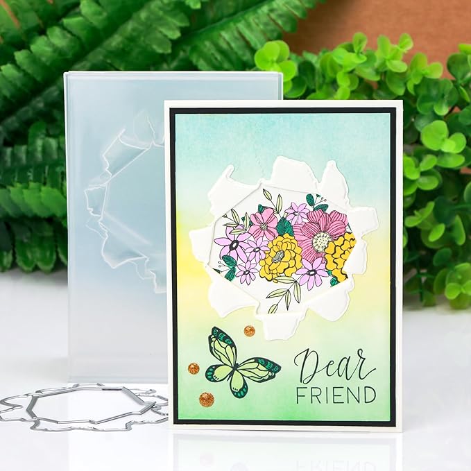 BAOFALI3D Embossing Folder and Metal Die Set for Card Making,Hollow Flower Texture Embossing Template Paper Card Embossing Stencil for DIY Scrapbooking Photo Album Card Paper Craft Decoration