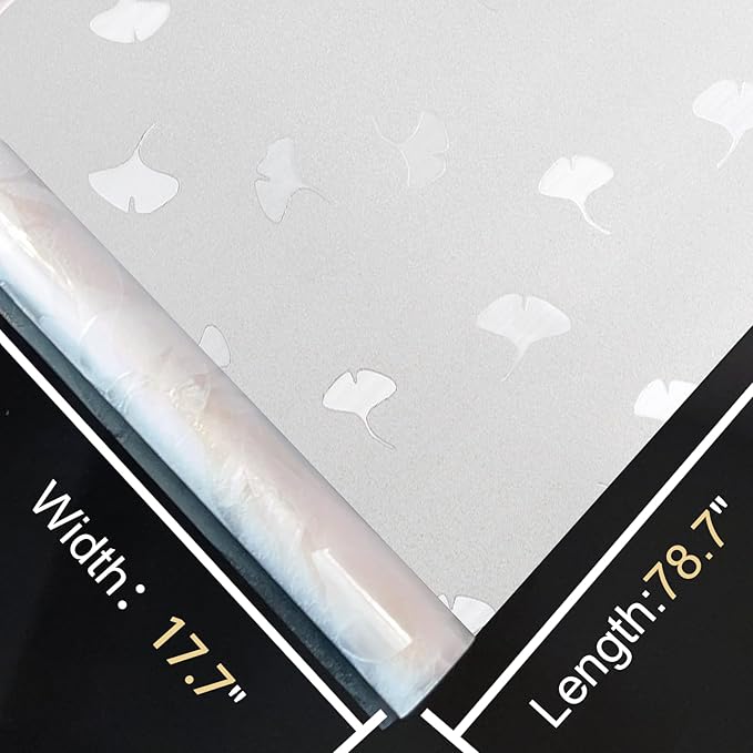 Window Privacy Film Decorative for Front Door, Bathroom Static Cling Stained Glass Sticker Opaque Heat Control UV Blocking Non-Adhesive for Home Window, Acacia