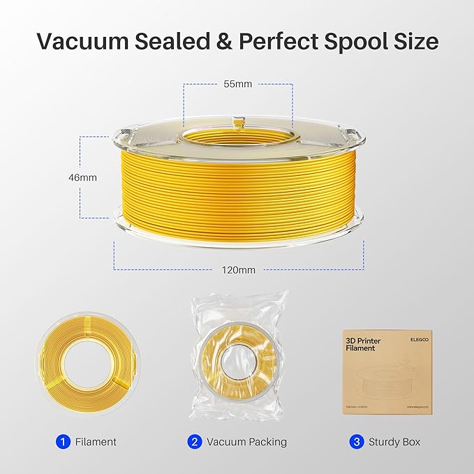 ELEGOO Silk PLA Filament 1.75mm Triple Colors Blue Purple Black 250g, Shiny Tri-Color 3D Printer Filament Dimensional Accuracy +/- 0.05mm, 250g Spool Fits for Most FDM 3D Printers