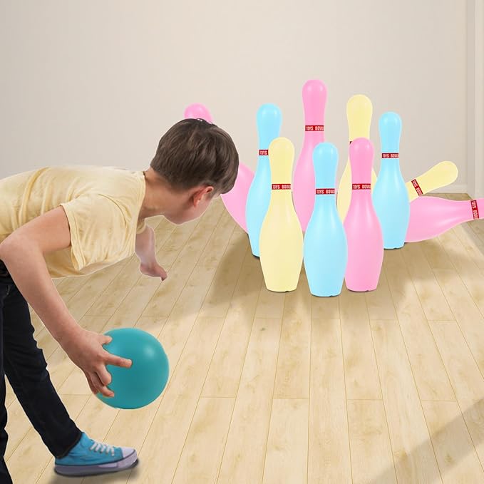 Light Up Bowling Set, Glow in The Dark Bowling Balls & Pins for Outdoor and Indoor Kids Games Fit Christmas Birthday Party Lawn Yard Carnival Games, Kids Education Motor Skills Toys