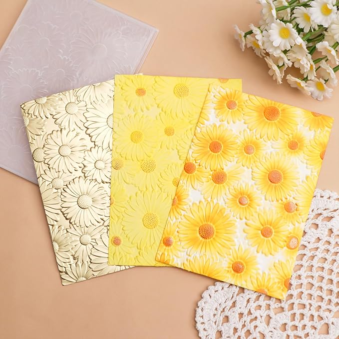 BAOFALI 3D Embossing Folder for Card Making,Beautiful Sunflower Plastic Texture Fades Embossing Folder Template for Scrapbooking Cardstock Album DIY Decoration Paper Crafting 6.3x4.5inch
