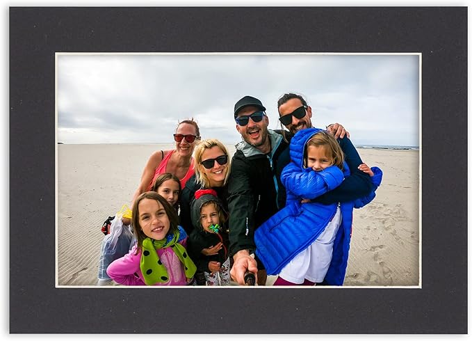 Poster Palooza Pack of Ten Acid Free 8.5x11 Mats Bevel Cut for 7x9 Photos - Black Precut Matboards with Backing Boards and Self Seal Photo Mat Bags for Pictures, Photos, Framing - 4-ply Thickness