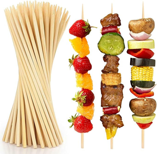 300 Pcs 12 inch Natural Bamboo Skewers, Φ=4mm, PEOUWNES Food Sticks for Appetiser, BBQ, Fruit，Cocktail, Grilling Kebabs, Bouquet, Chocolate Fountain, Corn Dog, Kitchen, Barbecue, Crafting and Party