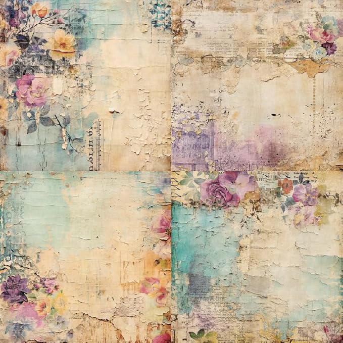 Vintage Floral Scrapbook Paper Pad Flower Patterned Paper 6×6,24 Sheets Single-Sided Scrapbooking CardStock Papers Pad for Holiday Cardmaking DIY Origami Journaling.