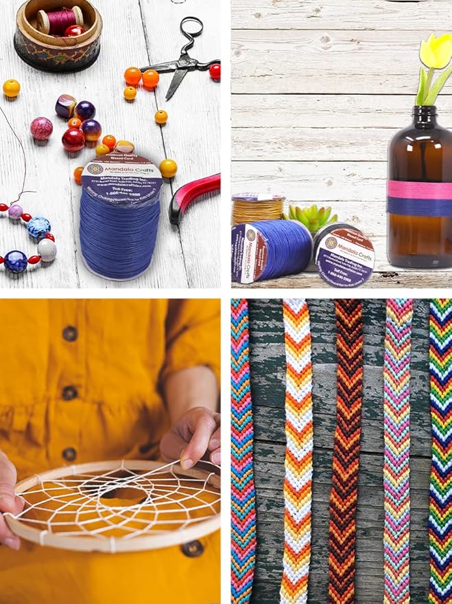 Mandala Crafts 1.5mm 109 Yards Yellow Cotton Waxed Cord for Jewelry Making Bracelet Cord Waxed String - Beading String Thread Jewelry Cords for Necklaces String