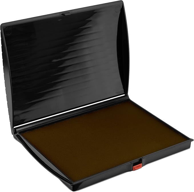 Large Premium Brown Ink Stamp Pad - 5" by 7" - Quality Felt Pad
