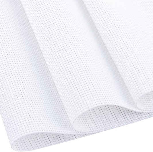Cross Stitch Fabric 14 Count Aida Cloth 28 x 19 Inch Large Size Classic Reserve Cross Stitch Supplies Embroidery Fabric for Home DIY Craft Decoration Handmade, White