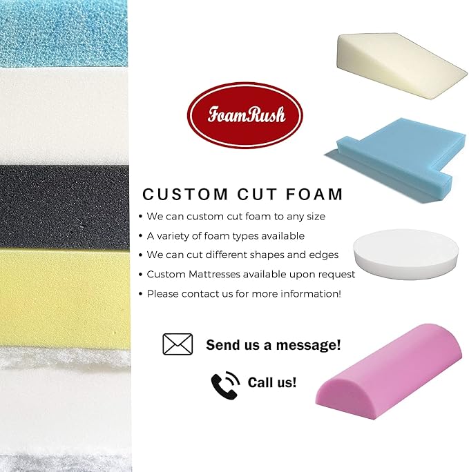 FoamRush 8" x 24" x 24" Water-Resistant Dry Fast Outdoor Upholstery Foam Sheet for Outdoor & Marine Furniture (Chair Cushion Foam for Patio Furniture, Boat Seat Cushion Replacement)