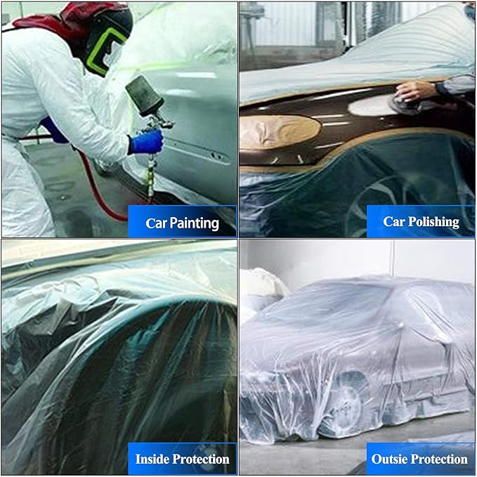 VECOPE 3-Piece Set,Pre- Masking Film Protection Covering Cloth Tape | for Automotive Covering Painting Paint Masking (8-Feet X 65-Feet)