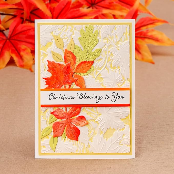 BAOFALI 3D Autumn Theme Plastic Embossing Folders Maple Leaf for DIY Scrapbooking Photo Album Card Paper Craft Decoration for Card Making,Embossing Template Paper Card Embossing Stencil