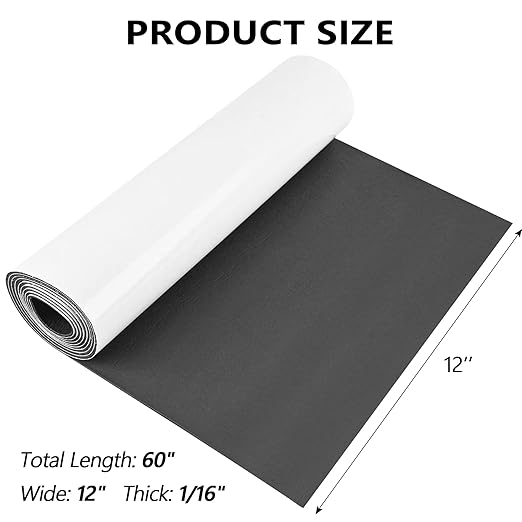 Sponge Neoprene Foam Rubber Sheet with Adhesive, 12 in x 60 in x 1/16 in Multi-Function Soundproof High Density Waterproof Rubber Mat, Perfect Cosplay Easy Cut DIY Neoprene Padding Roll - Black