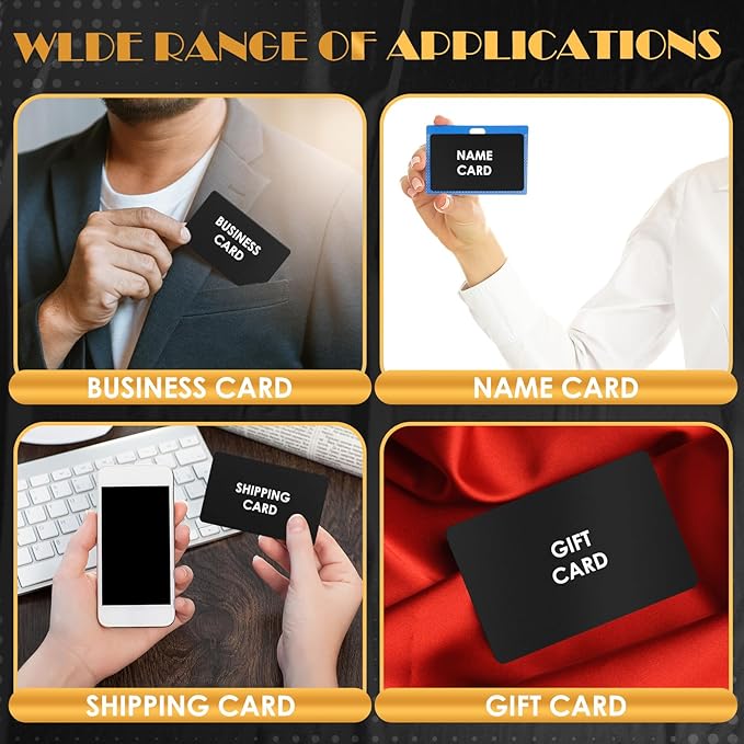 weparmeety 100 Pcs Metal Engraving Blanks Aluminum Sheet Laser Engraving Business Card Multipurpose DIY Gift Cards 86 x 54 x 0.21 mm (Matte Black)