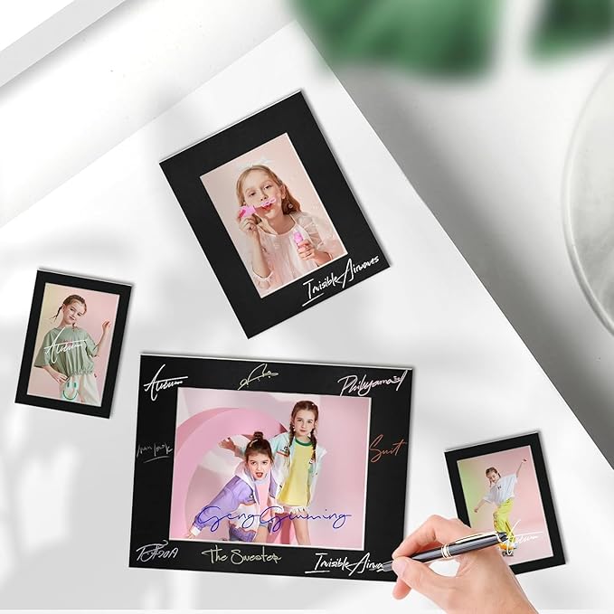 Egofine 11x14 Black Picture Mats Pack of 11, Frame Mattes for 8x10 Pictures, Acid Free, 1.2mm Thickness, with Core Bevel Cut