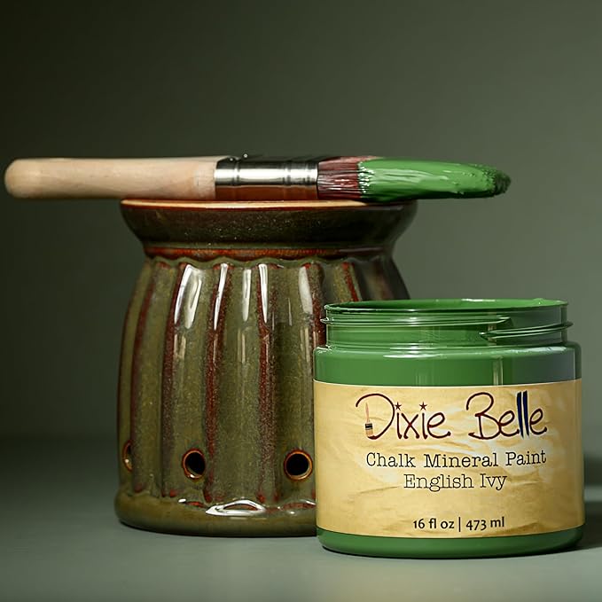 Dixie Belle Paint Company Chalk Finish Furniture Paint - English Ivy (4oz) - Matte Muted Green Chic Chalk Mineral DIY Furniture Paint