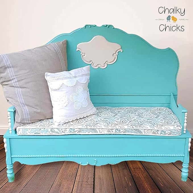 Chalky Chicks All-in-One Chalk Paint for Furniture or Cabinet - 16 Fl Oz - Matte Finish Aqua Bay (Aqua Blue) for Metal, Wood Furniture Paint - No Sanding All-in-One for Home Decor & Crafts, USA Made