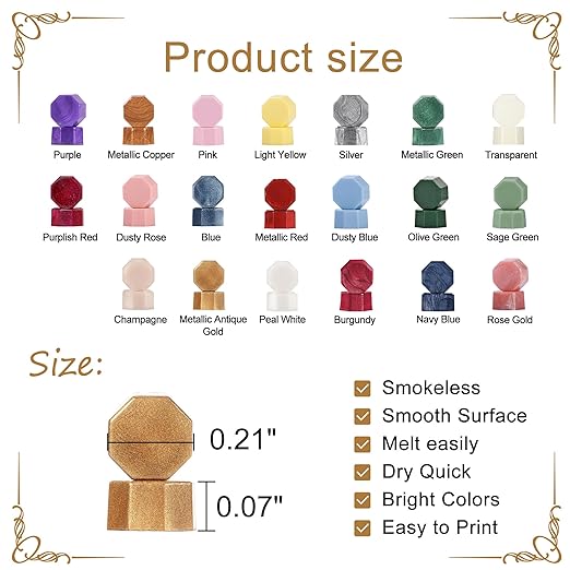 Yoption 360Pcs Champagne Sealing Wax Beads with 2 Spoons and 4 Tea Candles for Wax Seal Stamps, Cards, Wedding Invitations, Wine Packaging, Gift Wrap, Envelopes