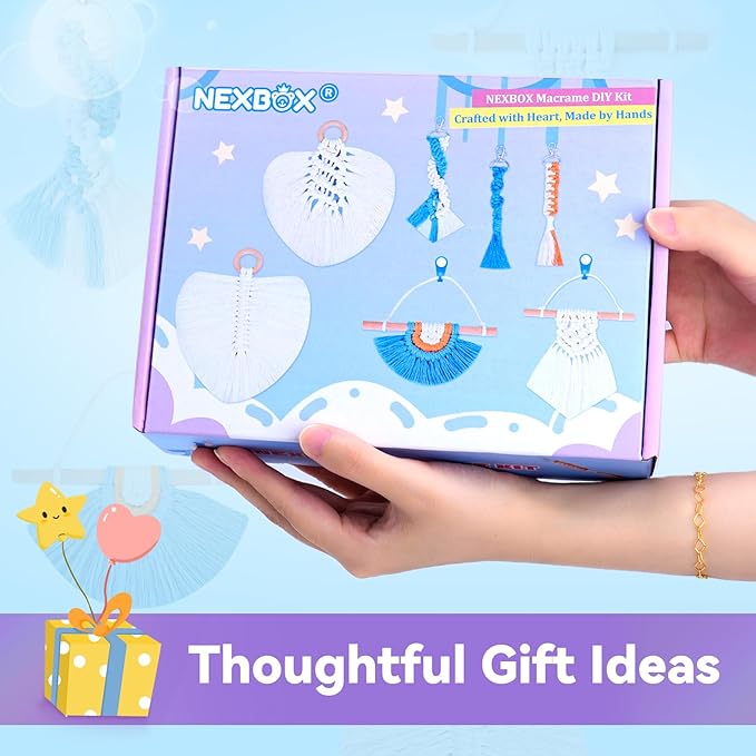 NEXBOX Macrame Kit for Kids & Adults Beginners, DIY Crafts for Girls Age 6-8 8-12 Year Old, Gifts Ideas for Birthday & Christmas - Colorful 3mm Cord