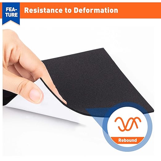 MAGZO 10Pcs Adhesive Foam Padding 1/8 in Thick X 4 in X 4 in,Closed Cell Foam Sheets Neoprene Rubber Self Stick Pads Anti Vibration Pads,Black (4in x 4in x 1/8in, 10Pcs)