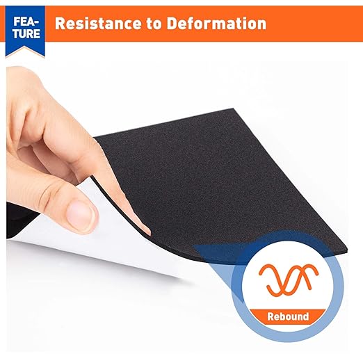 MAGZO 5Pcs Adhesive Foam Padding 1/4 in Thick X 12 in X 8 in,Closed Cell Foam Sheets Neoprene Rubber Self Stick Pads Anti Vibration Pads,Black (12in x 8in x 1/4in, 5Pcs)