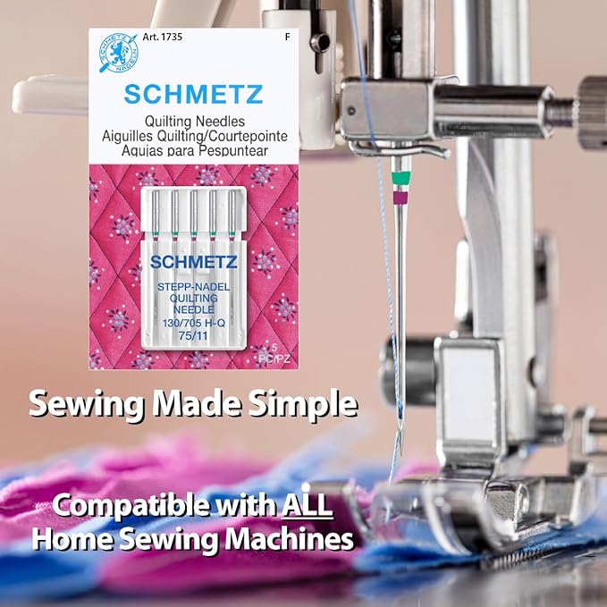 SCHMETZ Quilting Needles - Size 75/11, 5-Needle Cards, Box of 100 Needles