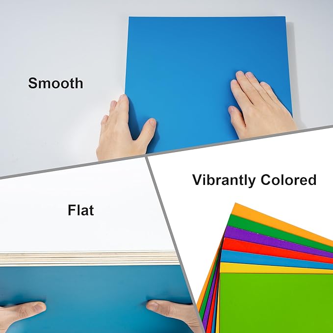 ROBOTIME 7-Pack Double-Sided Colored Basswood Sheets 1/8" - 12 x 16 x 1/8 Inch - Roller-Coated Solid Color 3mm Laser Wood Boards for Laser Cutting, Engraving & Wood Burning - Blue ﻿
