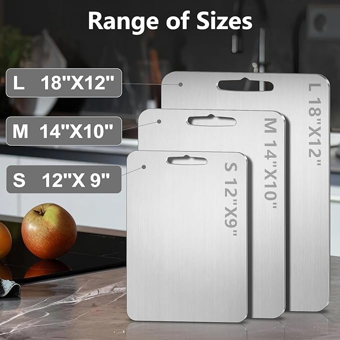 Titanium Cutting Board, Double Sided 2025 New Titanium Cutting Boards for Kitchen, Non Toxic Non Slip, Chopping Board, Dishwasher Safe, Easy to Clean (12"L x 9"W)