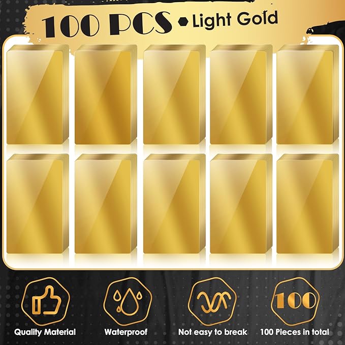 weparmeety 100 Pcs Metal Engraving Blanks Aluminum Sheet Laser Engraving Business Card Multipurpose DIY Gift Cards 86 x 54 x 0.21 mm (Gold)
