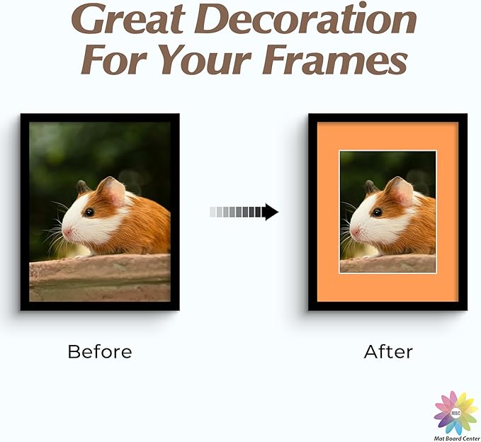 Mat Board Center, Pack of 50, 11x14 for 8x10 Mixed Color Mats - Acid Free, 4-ply Thickness, White Core - for Pictures, Photos, Framing