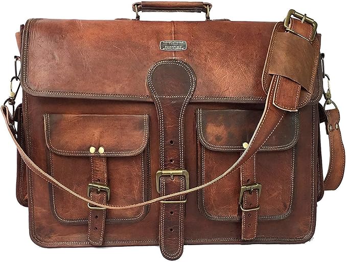 cuero DHK 14 Inch Vintage Handmade Leather Messenger Bag for Laptop Briefcase Best Computer Satchel Distressed Bag