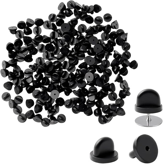 200 Pcs Black Rubber Pin Backs, Enamel Pin Backs, PVC Rubber Lapel Pin Backs, Secure Pin Backings for Replacement Uniform Enamel Pins