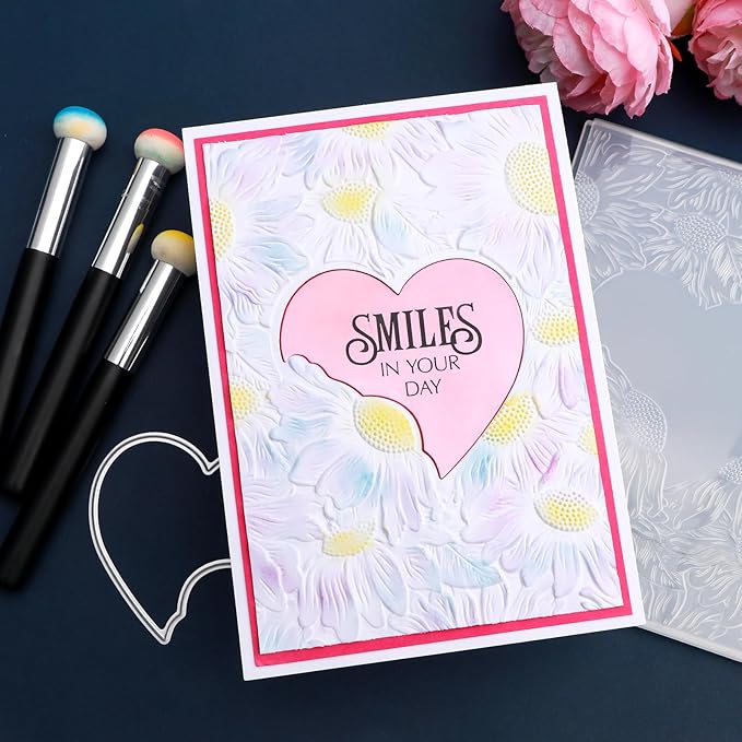 BAOFALI3D Embossing Folder and Metal Die Set for Card Making,Heart Leaves Background Plastic Textures Fades Embossing for Paper Crafting Handmade Crafts Wedding Valentine's Day Scrapbook Card Decorat