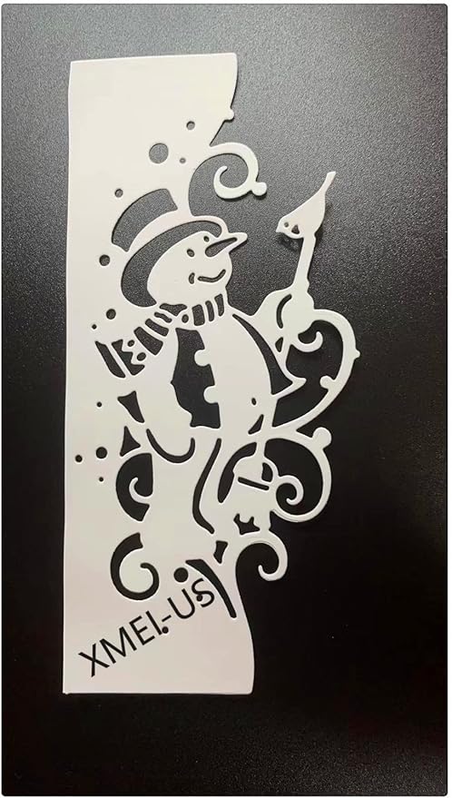 Metal Cutting Dies DIY Embossing Stencil Template Scrapbooking Card Making Mold Photo Album Arts Crafts Tools (Lace Snowman-16.4x7.9cm)