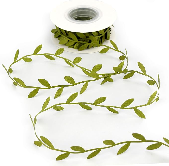 MEEDEE Leaf Trim - 1" x 20 Yards - Sage Green Ribbon for Leaf Wrapping Paper Sewing Craft Accessories Greenery Baby Shower Birthday Party Hemp Yarn Flowers Embellishments