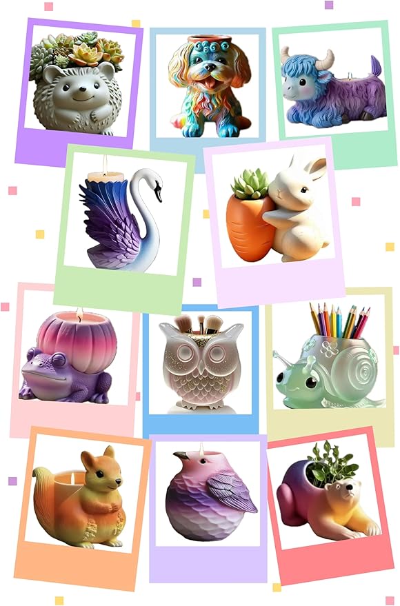 Animal Resin Molds Silicone 3D Cute Owl Epoxy Resin Plaster Candle Holder Wax Molds for Candle Making, Art Crafts DIY Unique Display Home Decor