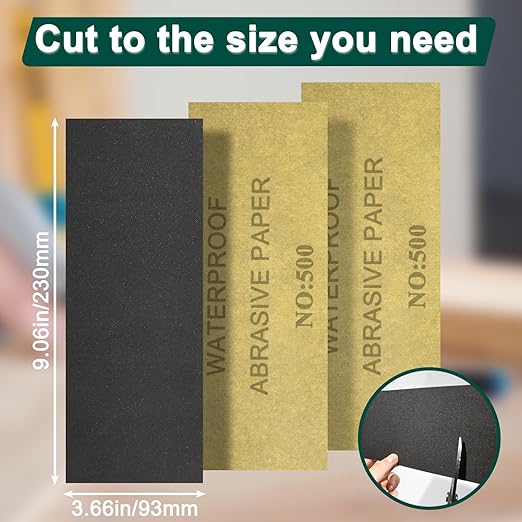 20PCS Sand Paper 500 Grit Sandpaper Sheets, 9 x 3.6 Inch Wet Dry Sandpaper Sheets, Sand Paper for Metal, Wood Furniture, Automotive and Crafts