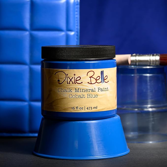 Dixie Belle Paint Company Chalk Finish Furniture Paint - Cobalt Blue (16oz) - Matte Vibrant Blue Chic Chalk Mineral DIY Furniture Paint