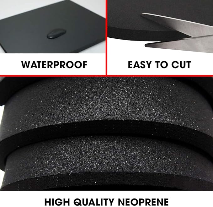 Dualplex Neoprene Sponge Foam Rubber Sheet Roll, 15 X 60 Inch X 1/4" Thick, Perfect Cosplay Padding, DIY Project Sheet - Easy Cut Non-Adhesive Multi-Function Soundproof Rubber Foam