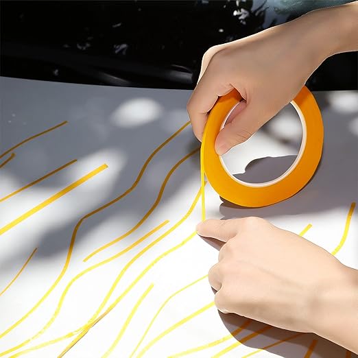 Epakh 4 Rolls Pinstripe Tape, Masking Tape in 1/16, 1/8, 1/4 and 1/2 Inch Wide, for Painters Automotive DIY Car Auto Paint Art(Yellow,52 yd)