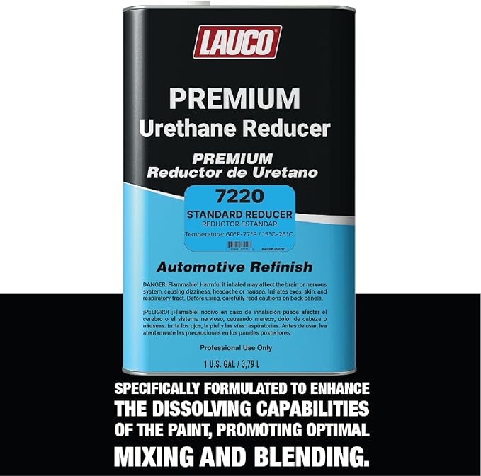 LAUCO Standard Urethane Grade Reducer (7220), 1 Gallon, 60°F - 77°F - for Automotive Paint and Industrial Paint Use - High Performance Automotive Grade
