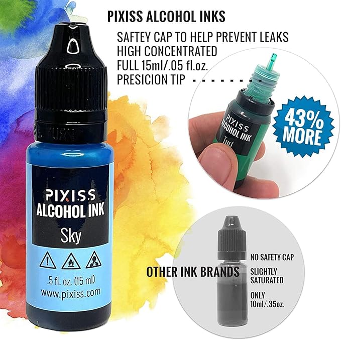 Pixiss Red Alcohol Ink Set - 5 Shades of Highly Saturated Alcohol Ink for Epoxy Resin Supplies, Yupo Paper, Tumblers, Coasters - Resin Colorant for Epoxy Resin and Resin Art Supplies