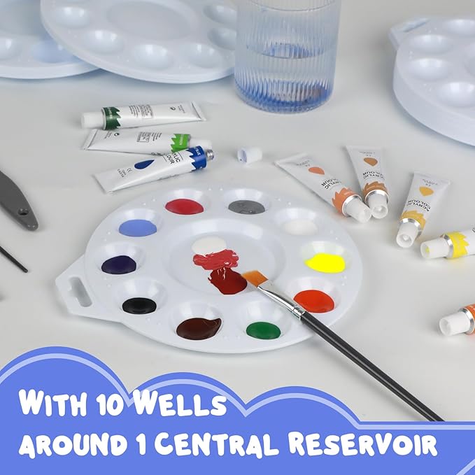 30Pcs Paint Tray Palettes, Plastic Paint Pallets with Hanging Hole for Kids or Students to Paints on School Project, Art Class or Have a Birthday Painting Part