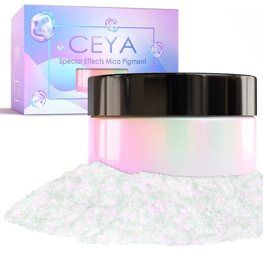 Ceya Interference Mica Powder, 1.8oz/ 50g Ghost Plum Chrome Nail Powder, Cosmetic Grade Pearlescent Effect Color Shift Pigment for Epoxy Resin, Makeup Shimmer, Nail Polish, Soap Dye, Candle Making
