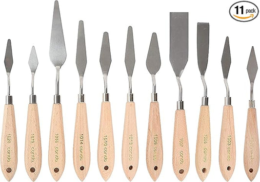 CONDA 11 Piece Stainless Steel Spatula Palette Knife Professional Palette Knife Painting Wood Handle