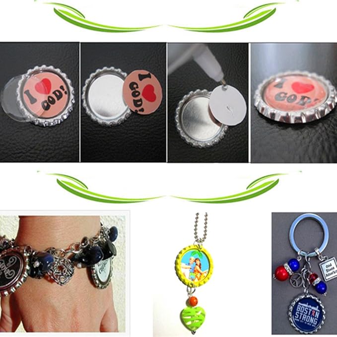 Silver Color Flat Bottle Caps with Holes and Rings – 1 Inch Aluminum Bottle Cap Pendants for DIY Jewelry, Crafts, Keychains – 50 PCS