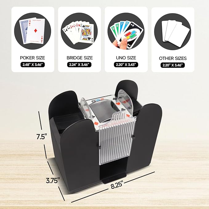 GSE Games & Sports Expert Automatic Card Shuffler for 6 Deck Cards, Battery-Operated Shuffler Machine for Playing Cards, Blackjack, Texas Hold'em, Canasta, Bridge, UNO Card Games