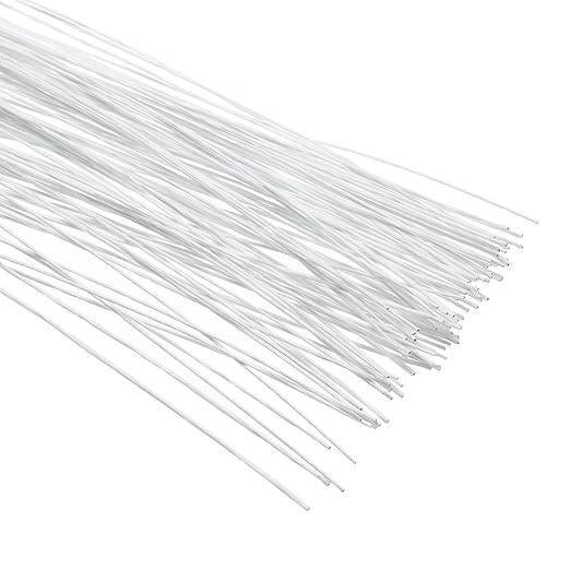 PATIKIL 26 Gauge 16" Floral Stem Wire, 100 Pcs Paper Wrapped Iron Artificial Flower Stem Accessories for DIY Bouquet Stem and Craft Decoration, White