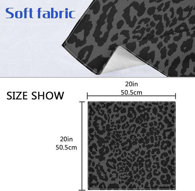 ALAZA Dark Gray Cheetah Leopard Print Cloth Napkins Set of 1, 20x20 Inch Washable and Reusable Napkin for Decoupage Dinner Party Everyday Use